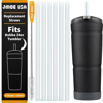 Jmoe USA Straws for Bubba 24oz Tumbler | 6-Pack | Clear Replacement Reusable - Image 1 of 4