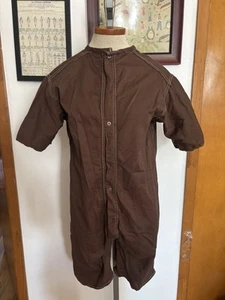 VINTAGE: Cotton-blend Contrast Stitch Shorts Playsuit Romper SZ. S/M (BROWN) - Picture 1 of 5