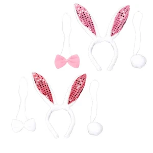 2 Sets Bunny Ear Headband Decoration Tail Child Rabbit Hair Hoop Cosplay - Imagen 1 de 12
