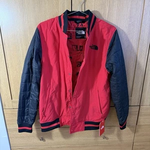 The North Face Transbay Insulated Varsity Jacket TNF Red Broken Grid Print BNWT - Picture 1 of 24