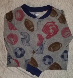 Carter's Boys Size 7 Football Pajamas One Piece Footed Fleece Zipper Closure - Picture 1 of 6