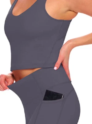 Women's High Waist Yoga Shorts Tummy Control with Deep Pockets - Image 1 of 4