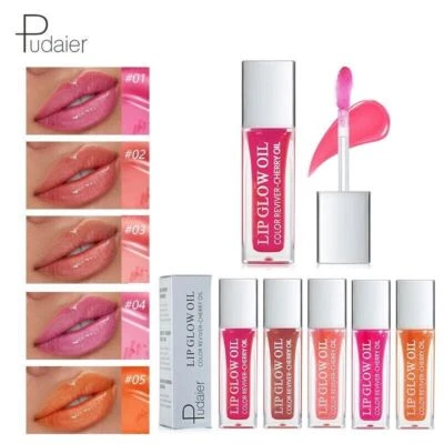 Pudaier Lip Glow Oil Moisturising Hydrating Nourishing Glossy Cherry Oil Make Up