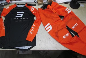 SHOT RACE GEAR MOTOCROSS PANTS + JERSEY SET 32" WAIST + MED JERSEY KTM ORANGE - Picture 1 of 20