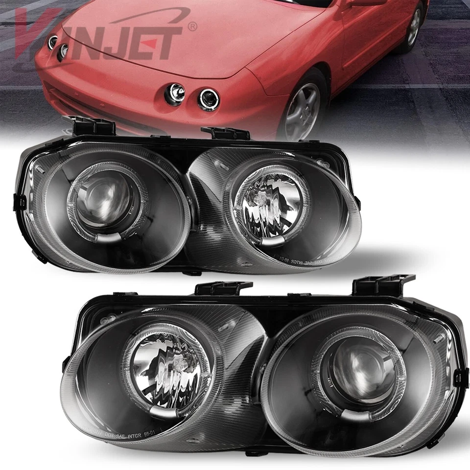 Par de faros para proyector de anillo halo Acura Integra 1994-1997 faros negros Foto 1 de 4