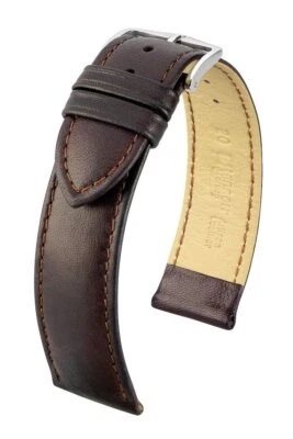 Correa de reloj Hirsch Merino 20 mm marrón, longitud L Foto 1 de 3