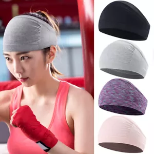 Mens Womens Sports Stretch Headband Wide Hair Wrap Yoga Gym Running Sweatband US - Picture 1 of 17