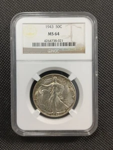 💥 1943 Walking Liberty SILVER Half Dollar 50c 💥 NGC MS64 💥 NICE COIN! 💥 - Picture 1 of 5