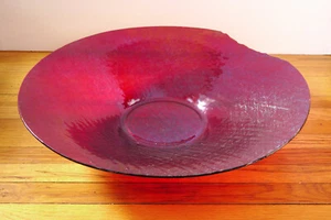 Gorgeous LARGE 17" Mesolini Glass Studios art lotus bowl, iridescent ruby, EXC - Picture 1 of 11