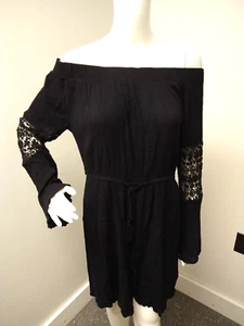 Pagliaccetto Hint of Blush taglia XL nero garza regolabile elastico in vita fuori spalla - Foto 1 di 8