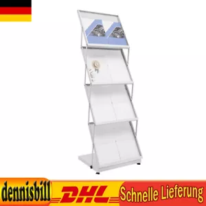 Weiß Prospektständer A3 Faltbarer Zeitschriftenständer 4 Etagen Modern - Bild 1 von 20