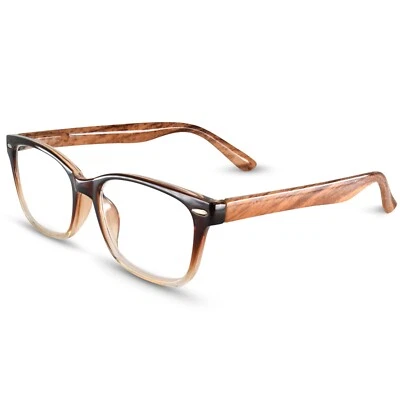 Gafas de lectura con marco rectangular más duraderas tono madera hombres mujeres lectores elegantes Foto 1 de 4