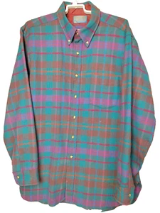 VTG Pendleton Plaid 100% Virgin Wool Shirt Button up Shaket Womens LG USA Made - Picture 1 of 9