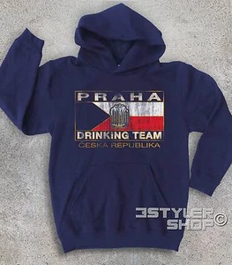 Kids Hoodie With Vintage Print Praha Drinking Team Praga I Love Beer - Picture 1 of 3
