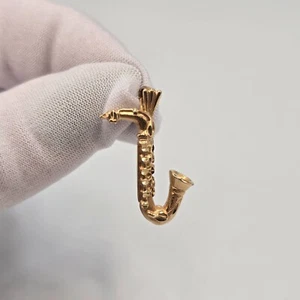 Estate 14k Yellow Gold Saxophone Pendant - Picture 1 of 5