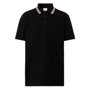 BURBERRY Icon Stripe Collar Men's Polo Shirt Short sleeves Black - Picture 1 of 10