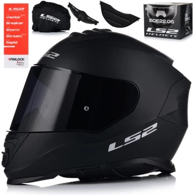 Motorradhelm | LS2 FF800 STORM II Solid Integralhelm Sonnenblende +2 Visiere - Bild 1 von 4