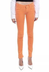 7 FOR ALL MANKIND Women's New Sz 24 Orange Olivya Low Skinny Coated Cotton Jeans - Picture 1 of 12