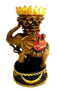 Hand Painted Pedestal Elephant Pillar Candle Holder Brand New - Picture 1 of 5