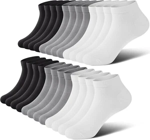 No Show Socks Men, Low Cut Ankle Short Casual Cotton Socks with Non Slip Grips 6 - Picture 1 of 7