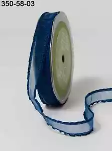 5/8" Sheer / Ruffle Edge Ribbon-May Arts - 350-58-03 - Dk. Blue - 5 yds - Picture 1 of 1
