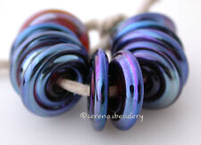 PSYCHE PURPLE LUSTER WAVY DISC * Lampwork Glass Beads TANERES SRA