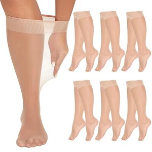 MANZI 6 Pairs Plus Size Knee Highs for Women 15 Denier Sheer Nylon Socks Knee... - Imagen 1 de 8