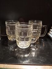 3 KIG INDONESIA CLEAR GLASS MUG CUP SQUARES 