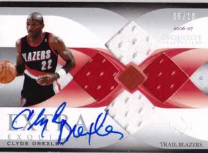 2006-07 Exquisite CLYDE DREXLER Extra Auto Quad Jersey Card #d 10 BLAZERS - Picture 1 of 1