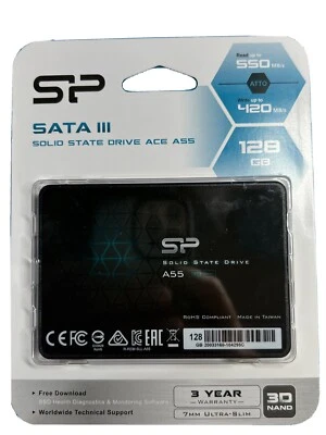Silicon Power 128GB SSD 3D NAND A55 SLC Cache Performance Boost SATA III 2.5" 7m
