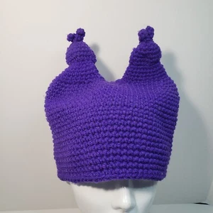 Women's New Handmade Amigurumi Crochet Purple Chowder Hat Bennie 1 - Picture 1 of 6