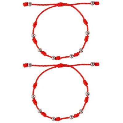  Set of 2 Rote Schnur Armband Armbandperlen Einstellbares Handgewebtes - Bild 1 von 4