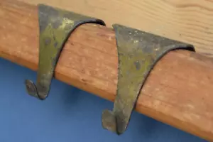 Pair Of Victorian Brass Picture Rail Hooks | Old Vintage Reclaimed Antique Hooks - Picture 1 of 5