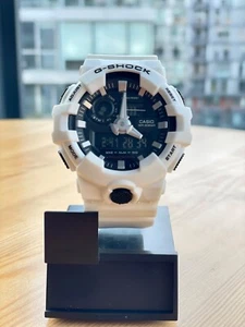 Casio Men's Watch G-Shock Quartz Black Analog-Digital Dial White Strap GA-700-7A - Picture 1 of 5