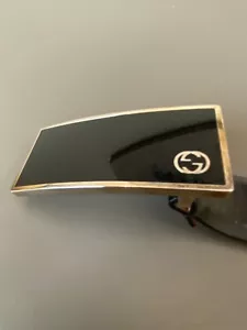 VINTAGE GUCCI BELT Black Rectangular Buckle Sz 90/36 181475.479610 Made in Italy - Picture 1 of 24