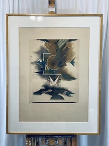TUVIA BEERI Vintage Framed Abstract Expressionist Aquatint Etching - Picture 1 of 10