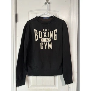 Camisa Polo Ralph Lauren Para Hombres Negra NYC Club de Boxeo Manga Larga Botón Logo M - Imagen 1 de 3