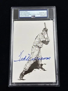 1989 Thumper Ted Williams Signed B Auto PSA GEM MT 10 Postcard Family Collection - Picture 1 of 5