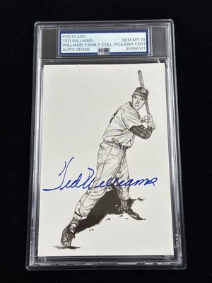 1989 Thumper Ted Williams Signed B Auto PSA GEM MT 10 Postcard Family Collection - Image 1 of 4
