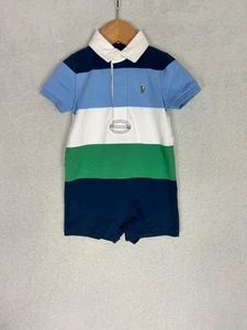Ralph Lauren, Baby Boy's Multicoloured Stripe Snap Button Romper, Size 12M - New - Picture 1 of 8