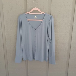 Spartina 449 Rochelle Top Size M Women Preppy Button Stretch In Lakeside Blue - Picture 1 of 13