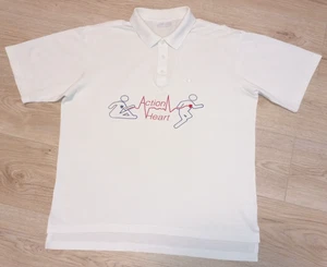 Vintage Adidas 80er/90er Polo T-Shirt weiß Gr. L Action Heart - Bild 1 von 11