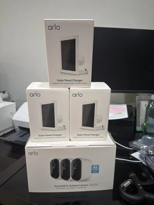 Arlo Essential Outdoor XL Camera 2nd Generation 3-pack & Solar Panel NEW SEALED - Image 1 of 4