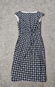 VESTIDO LAUREN RALPH LAUREN Azul Blanco Talla 4 Geométrico Elastizado Twist Bodycon  - Imagen 1 de 8