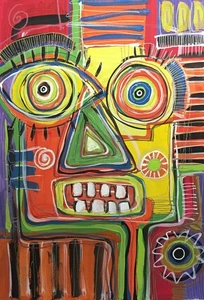 Original Painting Tempapera Portrait Wall Art Contemporary 16.5x12" ALEXA - Picture 1 of 1
