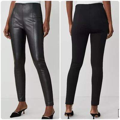 Legging Ponte Ann Taylor Cuero Sin Costuras Talla Mediana 8-10 Negro Cremallera Lateral $98 Foto 1 de 4