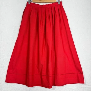 Jones New York VTG Red Pleated Wool Midi Skirt Size 10 Modest Knee-length A-Line - Picture 1 of 7