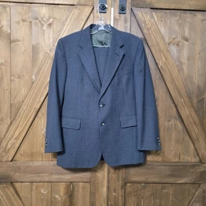 Calendar Cloth Blue Pinstripe 2 Button Suit 40S Jacket 30x27.5 Pants - Picture 1 of 19