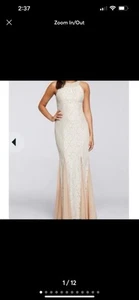 Beautiful Beautiful CACHET Pearl Beaded Mermaid Style Formal Maxi Dress Gown -10 - Picture 1 of 11