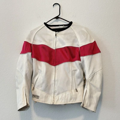 Power Trip 333 Women Motorcycle Jacket L Corset Back White Pink Protective Moto - Image 1 of 4
